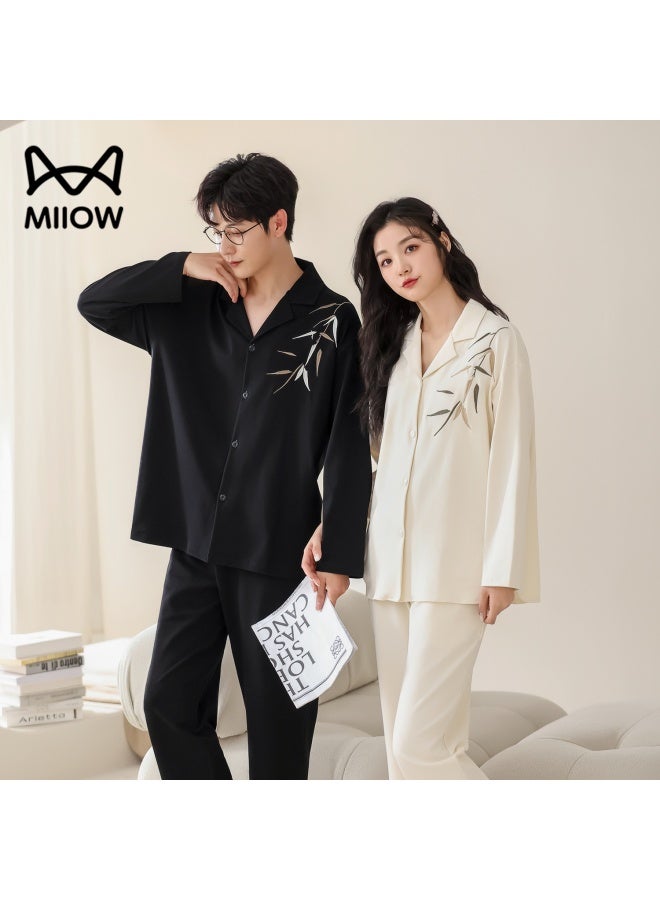 MIIOW Couple's Pajamas For Men And Women, Pure Cotton Autumn And Winter, New Product, New Chinese Style, Wearable Outside, National Trend, Embroidered, Simple Home Wear - Image 1