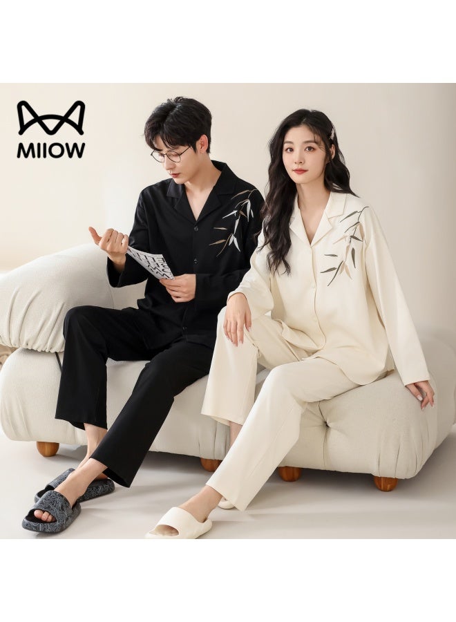 MIIOW Couple's Pajamas For Men And Women, Pure Cotton Autumn And Winter, New Product, New Chinese Style, Wearable Outside, National Trend, Embroidered, Simple Home Wear - Image 2