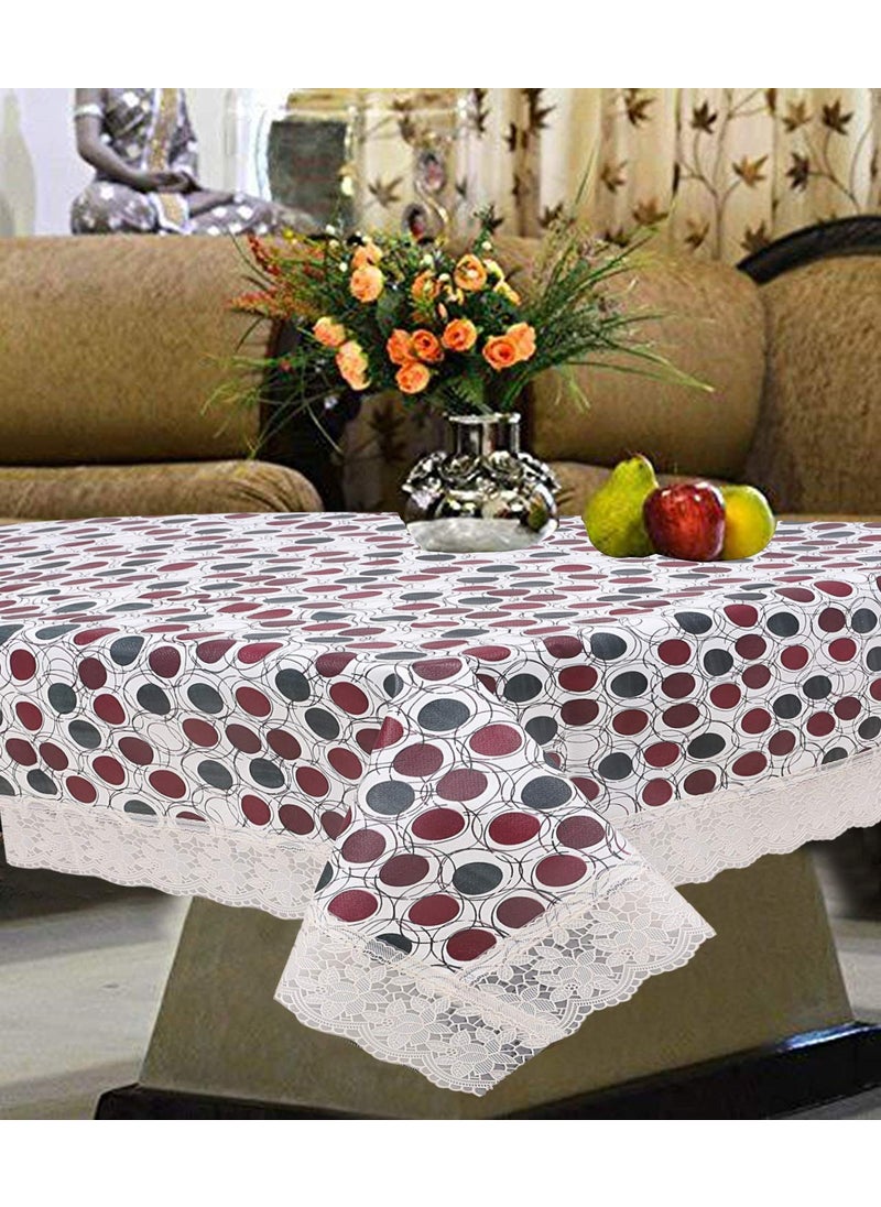 craft city CRAFT CITY White Color Polka Dots Print Center/Dining Table Cover for 2/4/6 Seater Table Cloth/Water and dust with Oil-Proof PVC Rectangular Shape (54x78 inch)  - Image 3