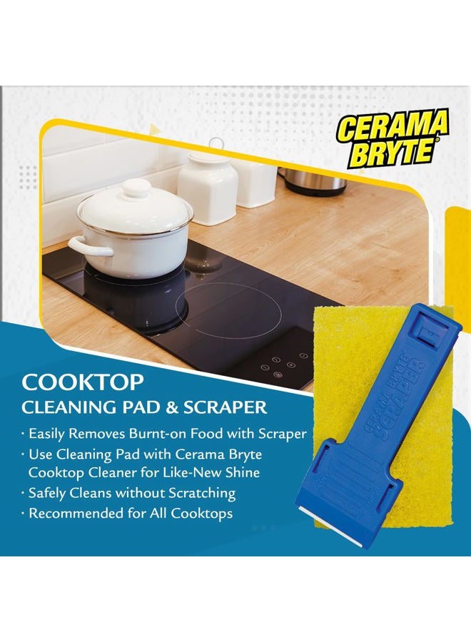 Cerama Bryte 1 × مكشطة و 1 × مجموعة وسادة منظف سطح الطهي والموقد للزجاج - الأسطح الخزفية، مجموعة مكونة من قطعتين - Image 2
