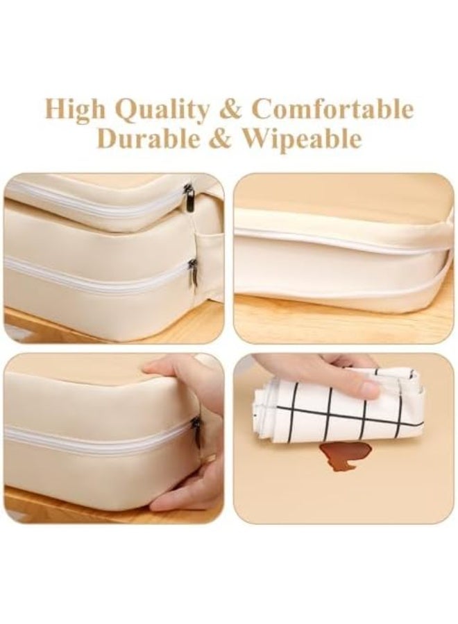 XiuWoo Foldable Toddler Booster Seat, 10cm Pu Non-Slip Baby Booster Seat, Portable Travel High Chair Boosterst, Universal Toddler Seat Cushion for Dining Table with Backrest and Adjustable Straps - Image 2