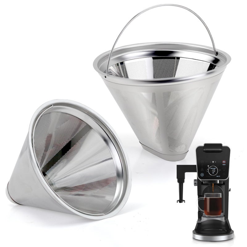 brikinte Reusable Coffee Filter Coffee Maker Filters, 304 Stainless Steel Replacement Permanent Basket Filter for Ninja Coffee Bar Brewer Ninja CFP301 DualBrew Ninja Coffee Makers - Image 1