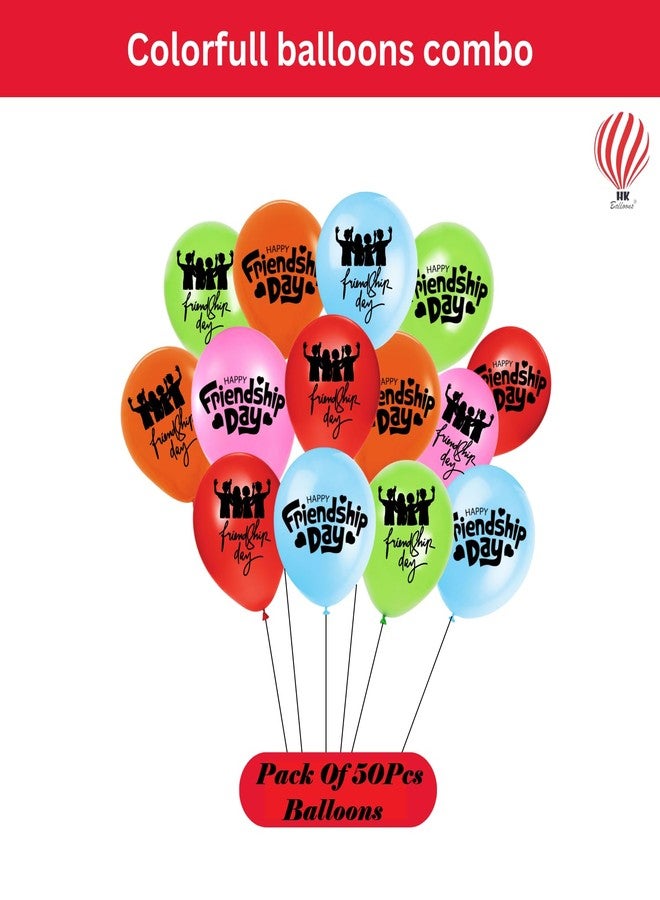HK balloons 50Pcs Happy Friendship Day Decoration Item Printed Multicolor Balloons Celebrations To Party Favors Friendship Themed Gifts for Women Buddies Besties Sisters Female Girl Boys Rubber - Image 2