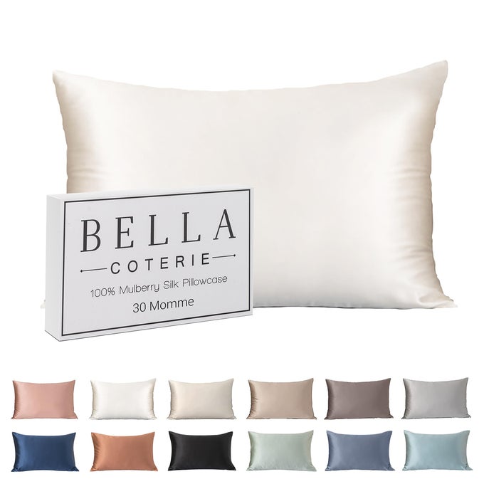BELLA COTERIE LUXURY SILK PILLOWCASE FOR HAIR AND SKIN 30 MOMME 100 PURE 6A MULBERRY SILK SUPER SOFT PERFECTLY PLUSH QUEEN WHITE