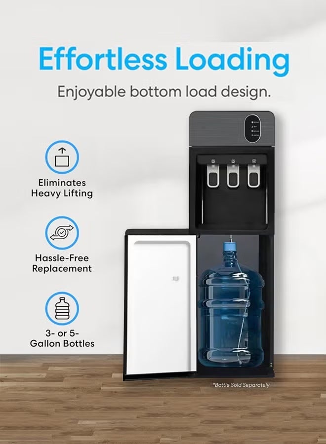 Valshar Bottom Loading Water Dispenser| Normal, Hot and Cold Function, Compressor Cooling, And 3 Taps| Cold Temperature: 4-12 Degrees Celsius; Hot Temperature: 85-95 Degrees Celsius| Perfect For Home And Office| Metallic - Image 5