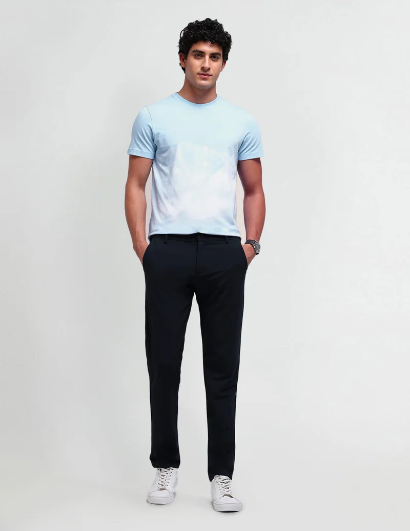 Arrow Light Blue Round Neck Abstract T-Shirt for Men | Best Price UAE