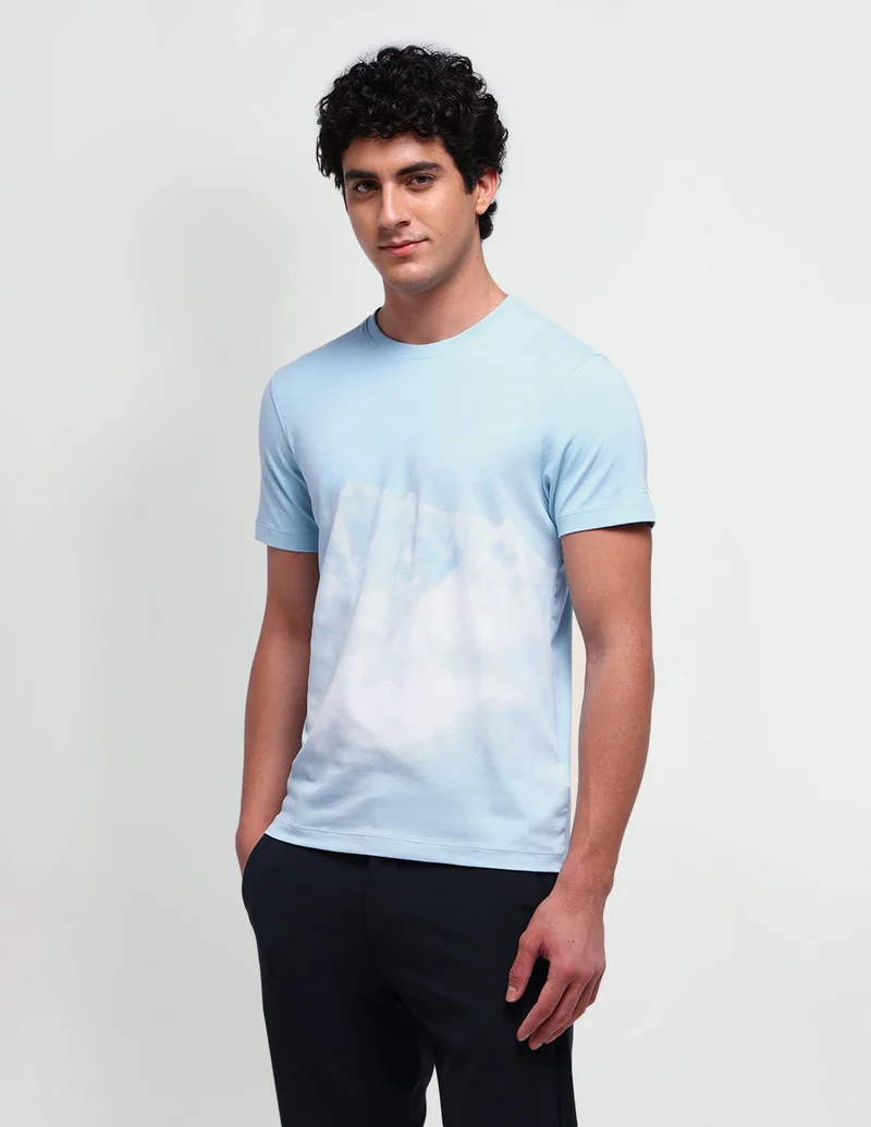 Arrow Light Blue Round Neck Abstract T-Shirt for Men | Best Price UAE