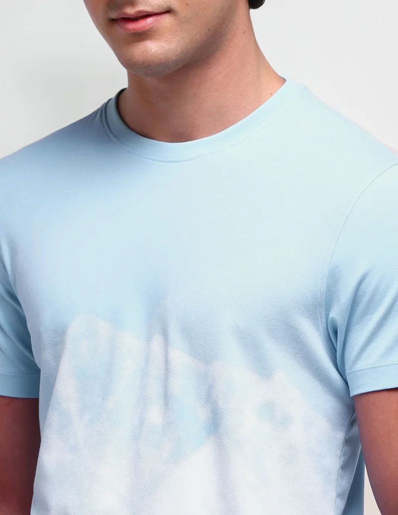 Arrow Light Blue Round Neck Abstract T-Shirt for Men | Best Price UAE