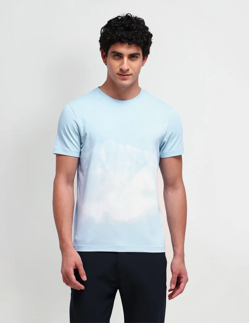 Arrow Light Blue Round Neck Abstract T-Shirt for Men | Best Price UAE