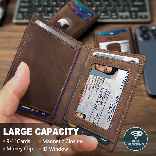miyozi Airtag Wallet for Men with Money Clip Gift Boxed Magnetic Closure Slim Genuine Leather Front Pocket Wallet 41x 28 RFID Blocking - Image 3