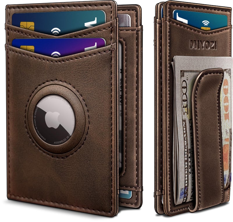 miyozi Airtag Wallet for Men with Money Clip Gift Boxed Magnetic Closure Slim Genuine Leather Front Pocket Wallet 41x 28 RFID Blocking - Image 2