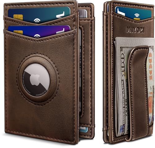 miyozi Airtag Wallet for Men with Money Clip Gift Boxed Magnetic Closure Slim Genuine Leather Front Pocket Wallet 41x 28 RFID Blocking - Image 1