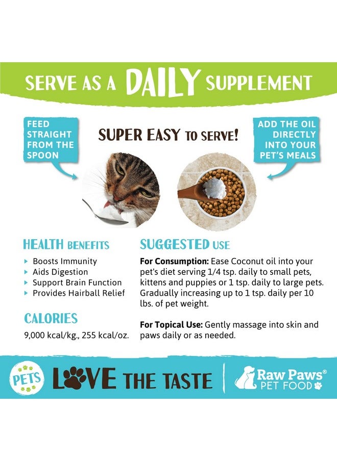 Raw Paws - Organic Virgin Coconut Oil For Dogs & Cats, 8Oz  Supports Immune System, Digestion, Oral Health, Thyroid  All Natural Allergy Relief For Dogs  Hairball Relief - Image 1