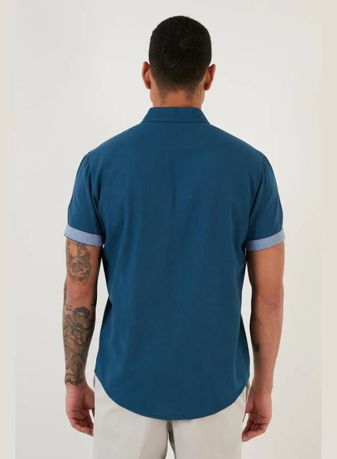 Buratti  Buratti Cotton Slim Fit Button-Down Collar Short-Sleeve Shirt Men's SHIRT CF21S112546 for Men | Best Price UAE