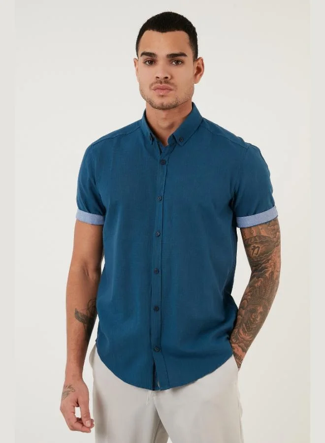 Buratti  Buratti Cotton Slim Fit Button-Down Collar Short-Sleeve Shirt Men's SHIRT CF21S112546 for Men | Best Price UAE
