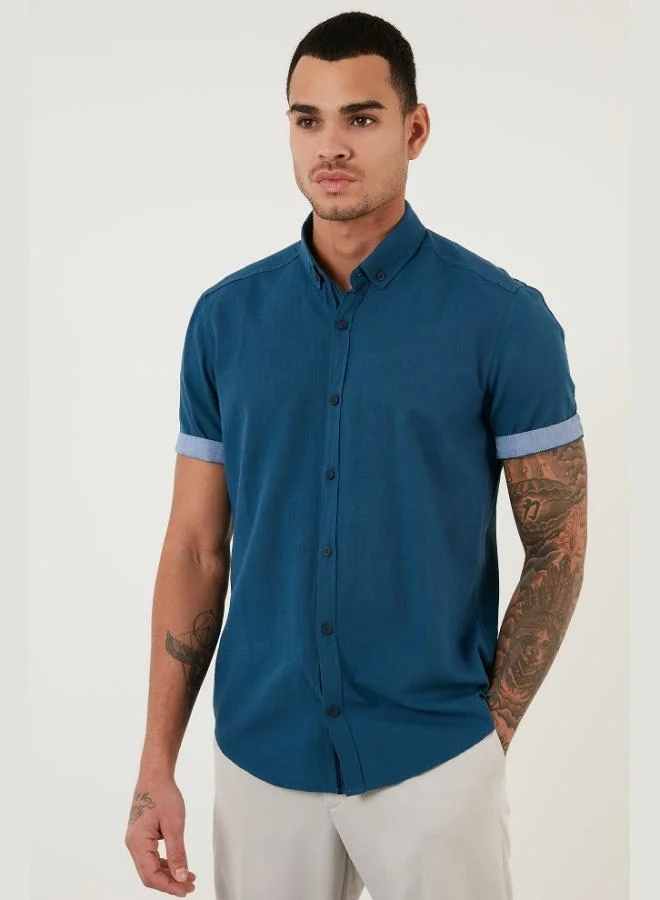 Buratti  Buratti Cotton Slim Fit Button-Down Collar Short-Sleeve Shirt Men's SHIRT CF21S112546 for Men | Best Price UAE