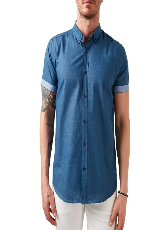 Buratti  Buratti Cotton Slim Fit Button-Down Collar Short-Sleeve Shirt Men's SHIRT CF21S112546 for Men | Best Price UAE