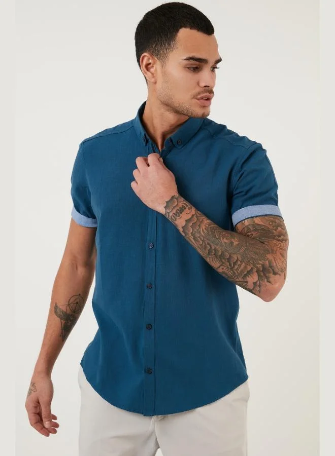 Buratti Buratti Cotton Slim Fit Button-Down Collar Short-Sleeve Shirt Men's SHIRT CF21S112546