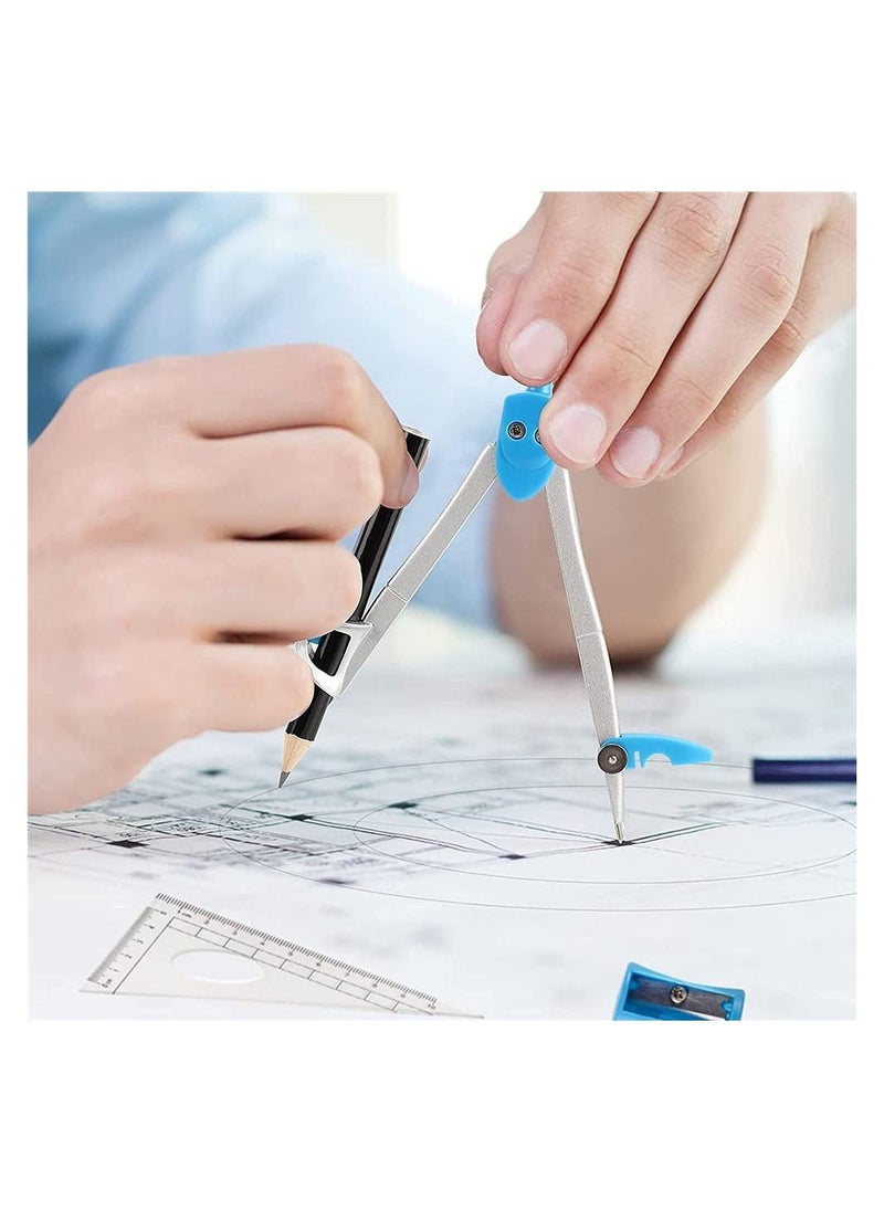 SYOSI - Geometry Kit 10 Piece Math Tool Kit Compass Protractor Pencil Eraser Sharpener Square Triangle Ruler Lead - Image 1