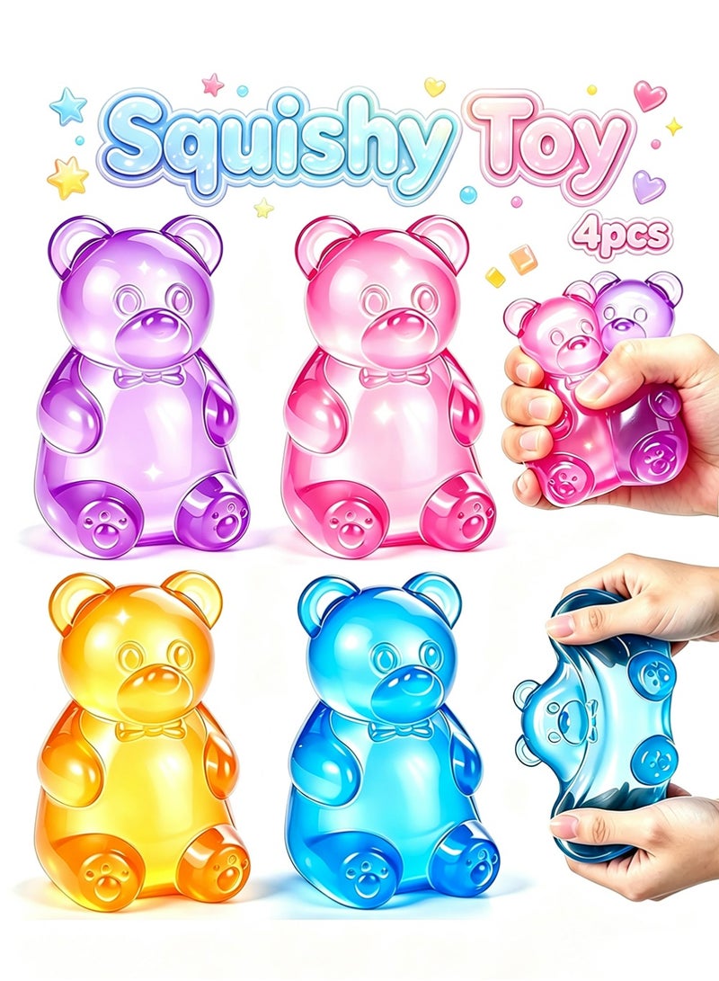 يوجي 4PCS Squishy Fidget ألعاب,دب ملطق الإجهاد دب Squishy الكرات, ملء السكر ألعاب Squishy للأطفال الإغاثة من الإجهاد, الكرات الضغط عالية الكثافة للطلاب تهدئة, ألعاب فيدج ناعمة للغاية للتخفيف من القلق - Image 1