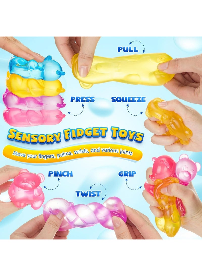 يوجي 4PCS Squishy Fidget ألعاب,دب ملطق الإجهاد دب Squishy الكرات, ملء السكر ألعاب Squishy للأطفال الإغاثة من الإجهاد, الكرات الضغط عالية الكثافة للطلاب تهدئة, ألعاب فيدج ناعمة للغاية للتخفيف من القلق - Image 3
