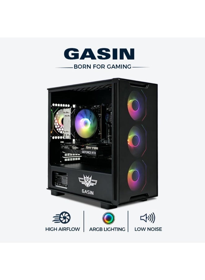 غاز كمبيوتر ألعاب بمعالج Core I5-12400F/بطاقة رسومات Nivida GeForce RTX 4060/محرك أقراص SSD سعة 1 تيرابايت/ذاكرة وصول عشوائي DDR4 سعة 16 جيجابايت/نظام تشغيل Windows 11/ أسود اسود - Image 2