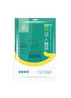 Sharpdo 4 PCS Disposable Bed Sheets Travel Sheets for Hotel, Disposable Sheets for Bed Travel Bedding Cover Portable Sheet with 1 Quilt Cover, 1 Sheet and 2 Pillowcase for Travel Business Trip Spa Hotel  - Image 1