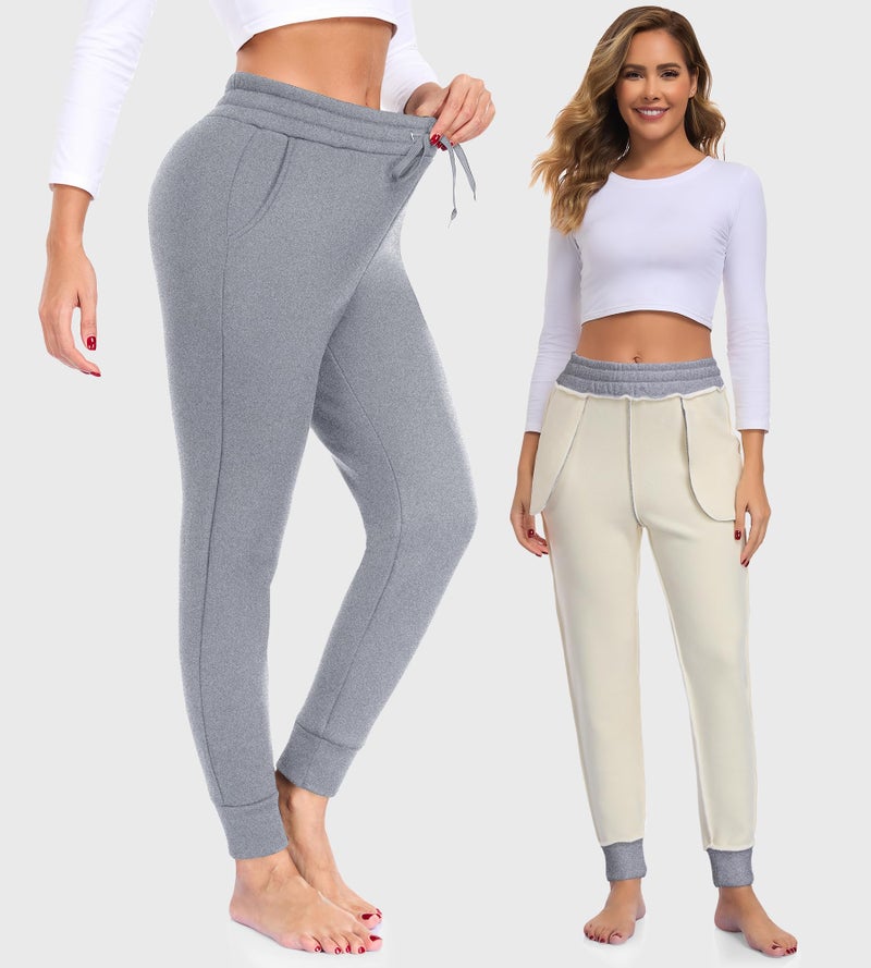 FULLSOFT Thick Fleece Lined Sweatpants for Women-Thermal Warm Athletic Joggers with Pockets Lounge Pants for Running Winter(Slate Heather,X-Large) - Image 2