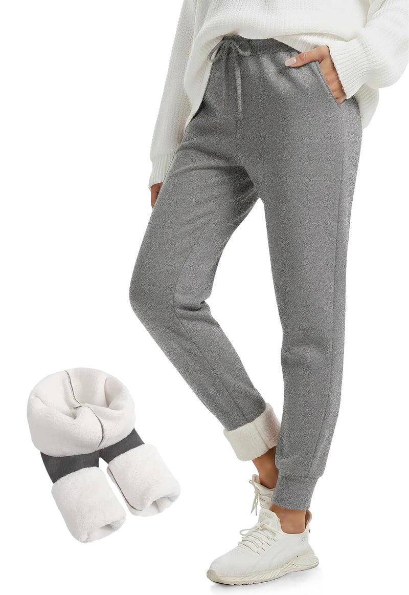 FULLSOFT Thick Fleece Lined Sweatpants for Women-Thermal Warm Athletic Joggers with Pockets Lounge Pants for Running Winter(Slate Heather,X-Large) - Image 1