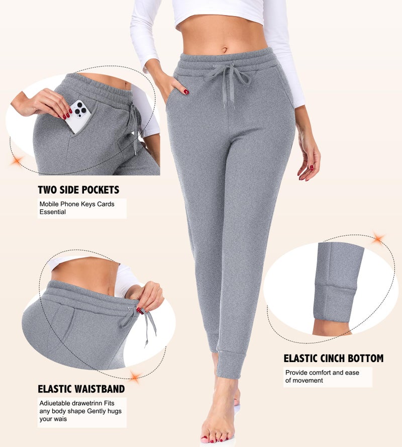 FULLSOFT Thick Fleece Lined Sweatpants for Women-Thermal Warm Athletic Joggers with Pockets Lounge Pants for Running Winter(Slate Heather,X-Large) - Image 4