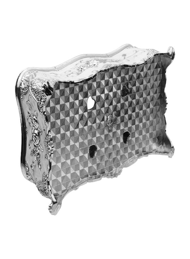 Tsnamay 9.45"x5.43"x3.94" Luxurious Rose Tissue Box with Imitation Diamonds, Embossed Flowers, Elegant Tissue Paper Holders for Home Toilet Bath Hotel,Silver-White - Image 5