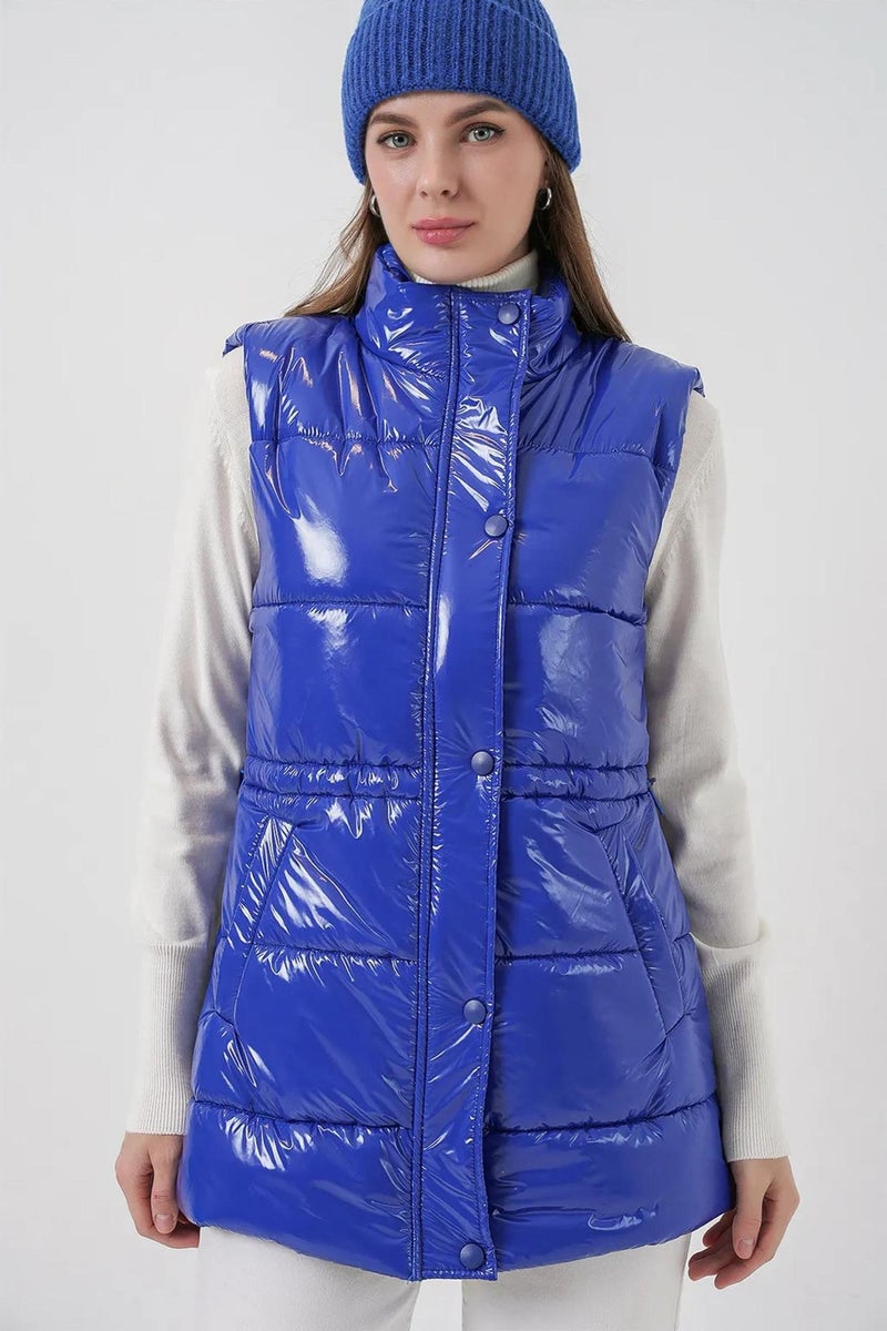 BIG DART BDART Shiny Zippered Puffer Vest - Image 4