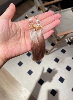 General 925 Silver Plated 18K Gold Wire Wound Natural Freshwater Pearls/Original Handmade Tassel Earrings  - Image 1