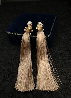General 925 Silver Plated 18K Gold Wire Wound Natural Freshwater Pearls/Original Handmade Tassel Earrings  - Image 2