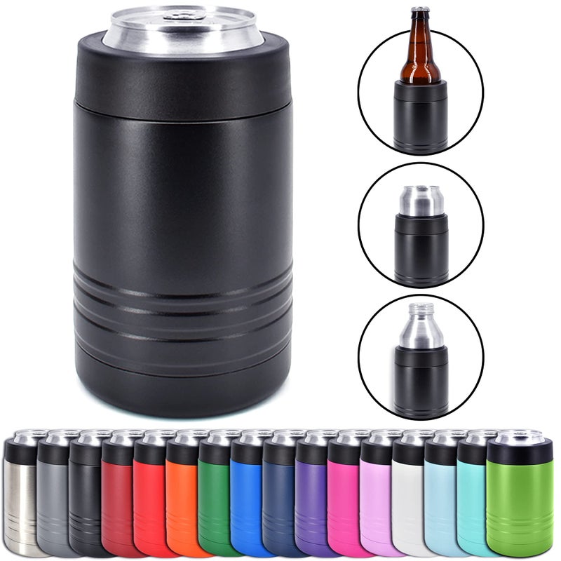 Clear Water Home Goo 4-in-1 Stainless Steel 12 oz Double Wall Vacuum Insulated Can or Bottle Cooler Keeps Beverage Cold for Hours - Also Fits 16 oz Cans - Powder Coated Black - Clear Water Home Goods - Image 1