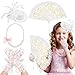 Sintege 4 Pcs Girls Tea Party Set Girls Tea Party Accessories Gloves Hats Necklace Fans for ToddlerWhite - Image 3