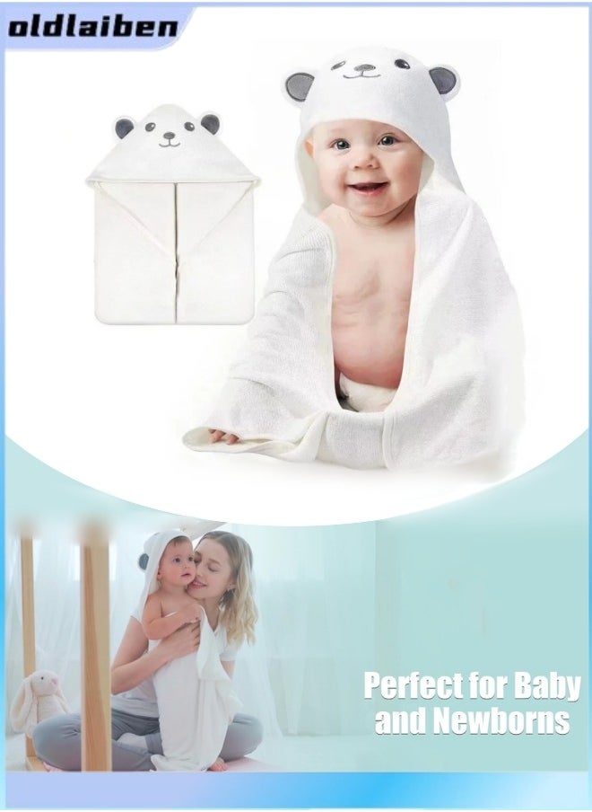 oldlaiben Hooded Baby Towels For Newborn & Toddler - Super Soft Baby Bath Towels With Hood, Hhighly Absorbent Coral Fleece Hooded Bath Towel For Boys, Girls, Newborn Essentials(Gray Bear)  - Image 1