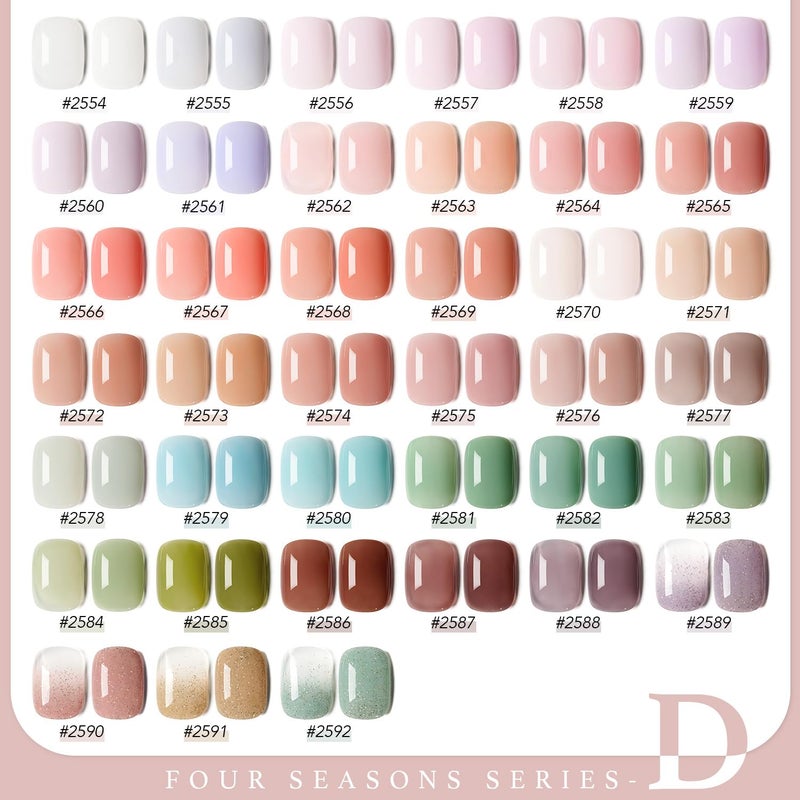 GAOY 42 Pcs Gel Nail Polish Kit, Pastel Jelly Pink Green Shimmer Colors All Seasons Gel Nail Polish Set with Glossy & Matte Top Coat and Base Coat for Salon and DIY Manicure at Home - Image 2