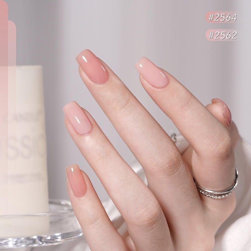GAOY 42 Pcs Gel Nail Polish Kit, Pastel Jelly Pink Green Shimmer Colors All Seasons Gel Nail Polish Set with Glossy & Matte Top Coat and Base Coat for Salon and DIY Manicure at Home - Image 4