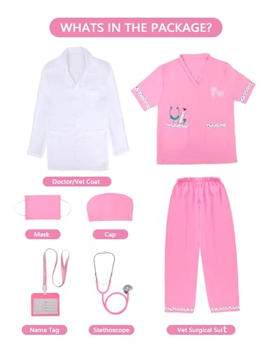 ANPHILE Kids Doctor Veterinarian Costume Vet Costume for Kids with Doctor Coat Career Day Costumes for Girls Boys - Image 5