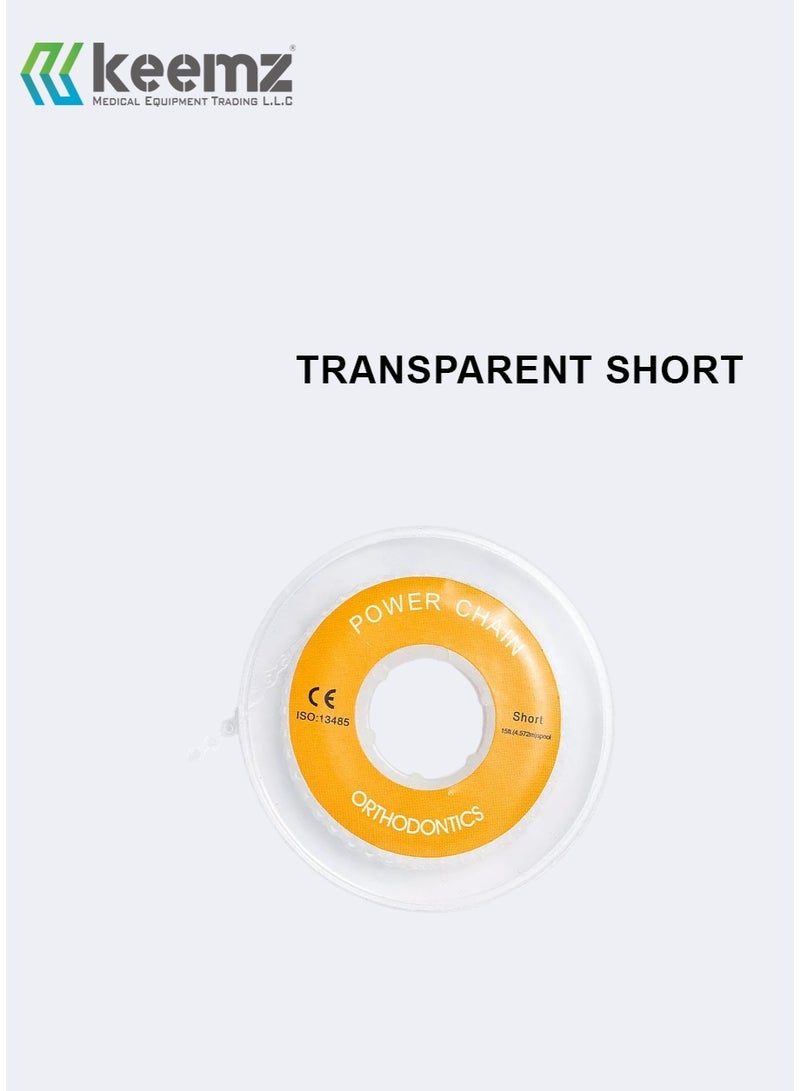 keemz Orthodontic Dental Elastic Ultra Power Rubber Chains for Braces TRANSPARENT/CLEAR SHORT - Image 1