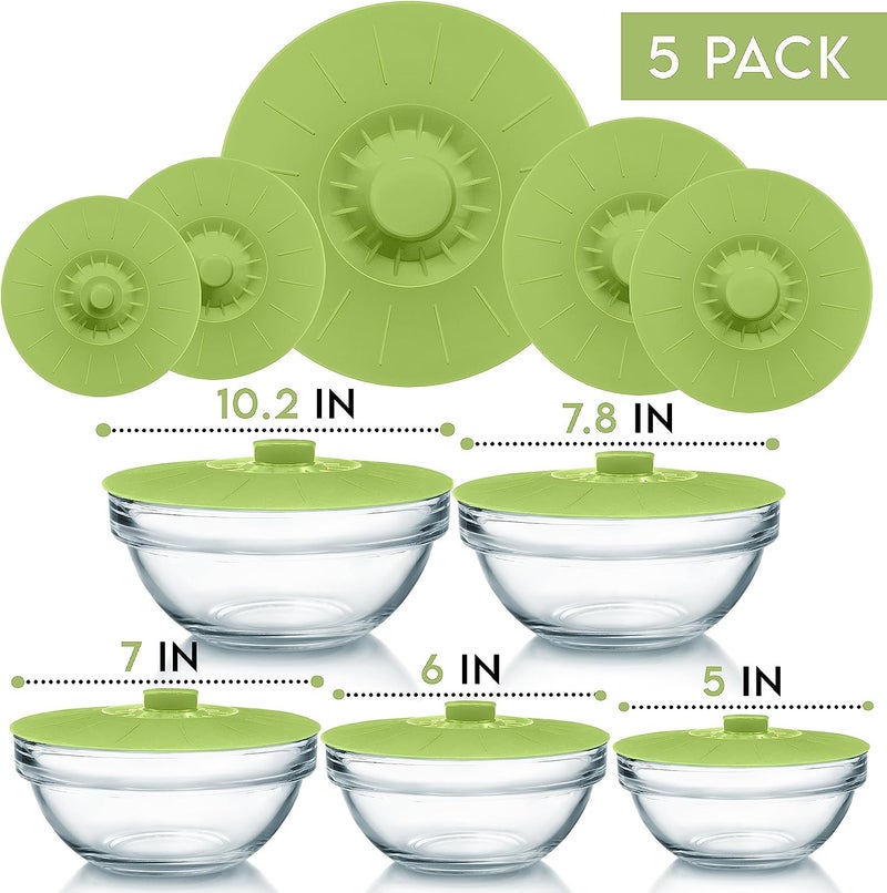 Food-Grade Silicone Fresh-Keeping Lids – Five-Piece Universal Bowl Set - Image 3