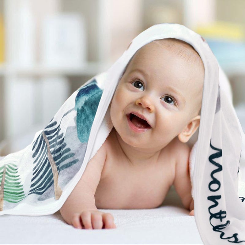 Yoothy Baby Monthly Milestone Blanket for Boy Girl Gender Neutral Gift for Baby Shower, Mountain Blanket for Newborn Picture, Wreath &12 Stickers Included, Soft Flannel Blanket 45''x40'' - Image 5