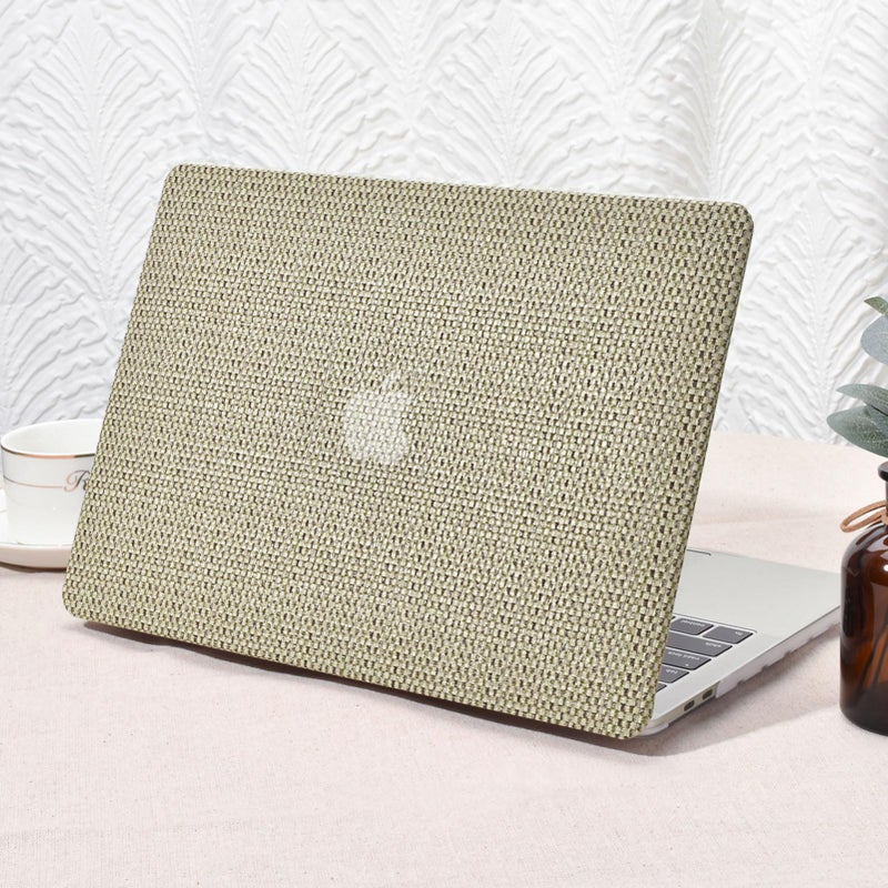 Seorsok متوافق مع حافظة MacBook Pro 13 بوصة M2 2023 2022 2021-2016 A2338 M1 A2251 A2289 A2159 A1989 A1708 A1706 حافظة صلبة من الجلد الأنيق والبلاستيك غطاء لوحة مفاتيح شفاف من القماش المنسوج الكتاني - Image 1