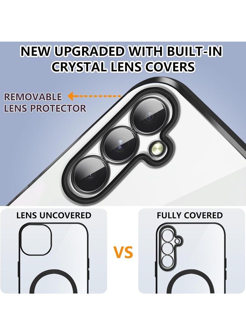 Samsung Galaxy A55 Case Magsafe Case Support Wireless Charging Electroplated A55 Case Soft TPU Shockproof Camera Lens Protective Case for Samsung Galaxy A55 5G Clear/Black - Image 4