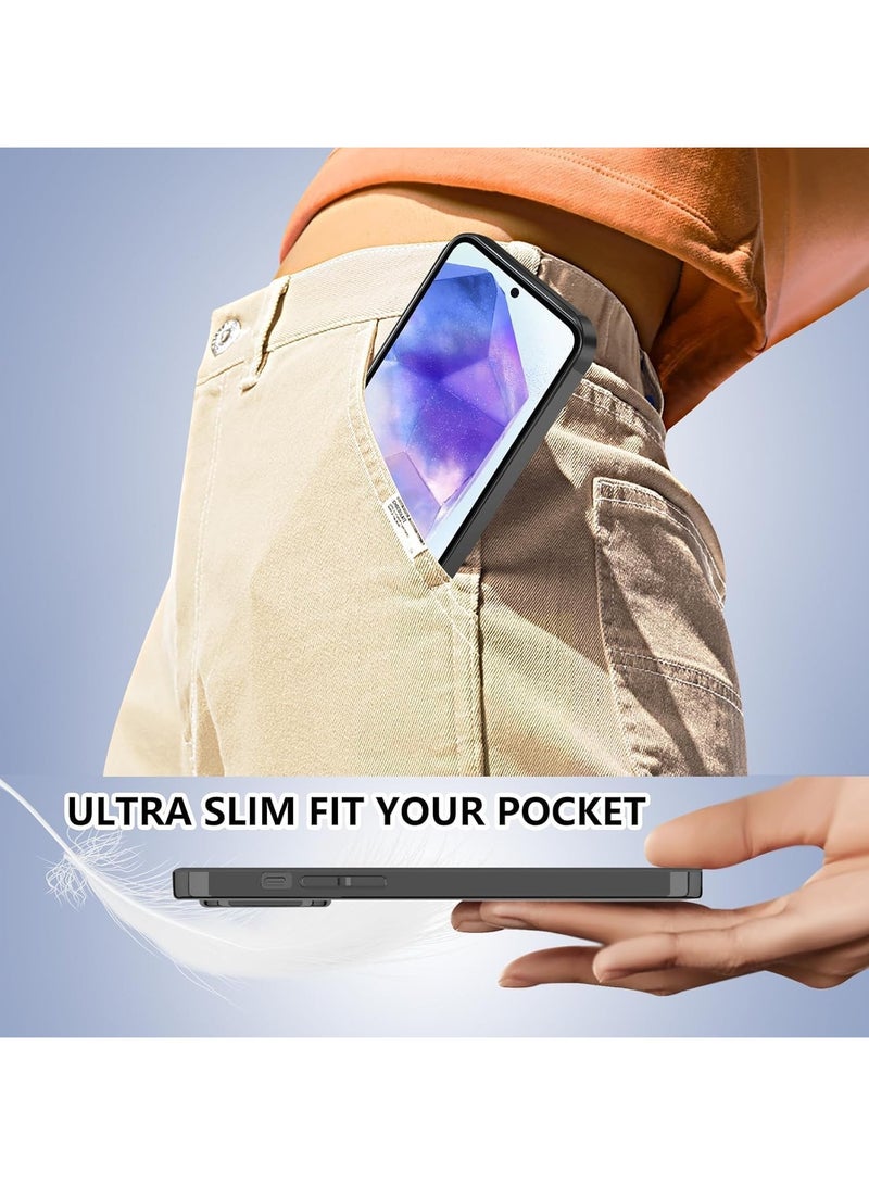 Samsung Galaxy A55 Case Magsafe Case Support Wireless Charging Electroplated A55 Case Soft TPU Shockproof Camera Lens Protective Case for Samsung Galaxy A55 5G Clear/Black - Image 5