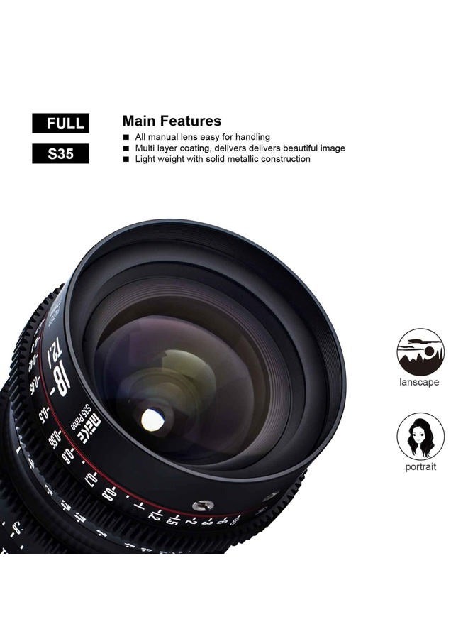 Meike عدسة سينمائية يدوية التركيز MEKE 18mm T2.1 سوبر 35 برايم للتوافق مع كاميرات EF-Mount مثل C200 و C300 II و RED Komodo و BMPCC 6K و Z CAM E2-S6 و BMPCC6K Pro - Image 4
