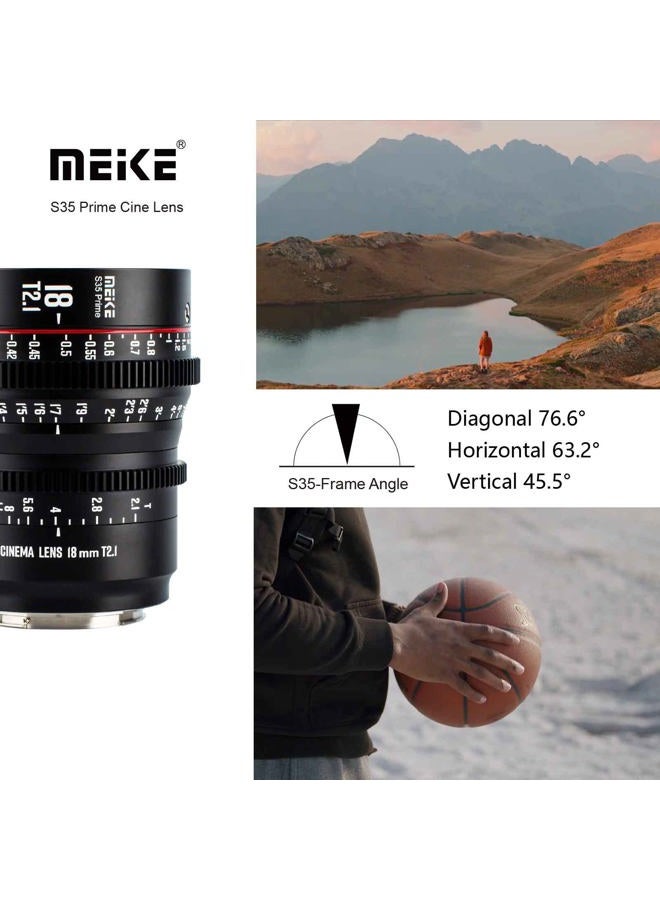 Meike عدسة سينمائية يدوية التركيز MEKE 18mm T2.1 سوبر 35 برايم للتوافق مع كاميرات EF-Mount مثل C200 و C300 II و RED Komodo و BMPCC 6K و Z CAM E2-S6 و BMPCC6K Pro - Image 5