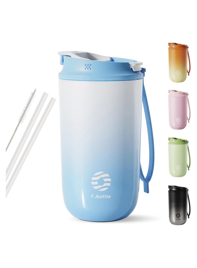 FJbottle 450ml Travel Coffee Mug - Double Wall Insulated Stainless Steel - Reusable Leak-Proof Thermal Tumbler - Two Ways to Drink - Perfect for Commuting, Office & Traveling - Image 1