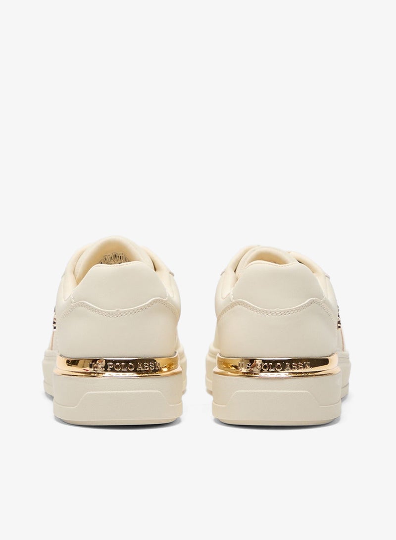 يو اس بولو اسن سنيكرز نسائي بيج بكعب ذهبي - أنيق وبسيط - Image 4